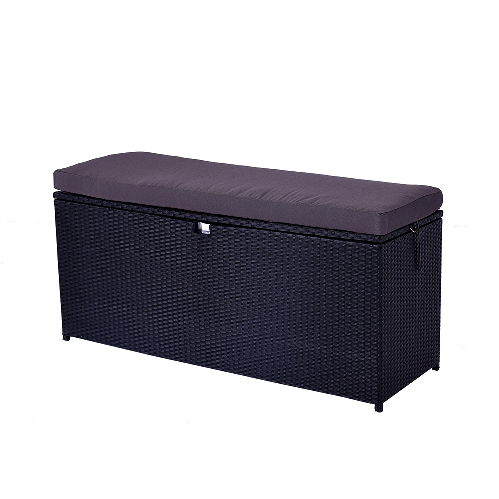 WYHS-T226 Black Outdoor Garden Terrace PE Rattan Outdoor Storage Cabinet