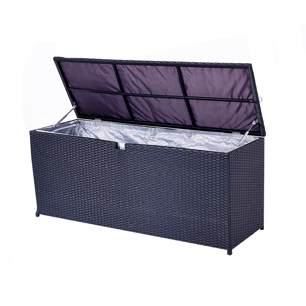 WYHS-T226 Black Outdoor Garden Terrace PE Rattan Outdoor Storage Cabinet