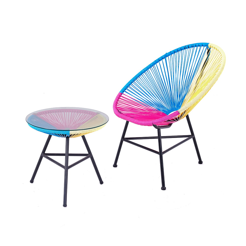 Three-Legged  Acapulco Chair with a Teatable