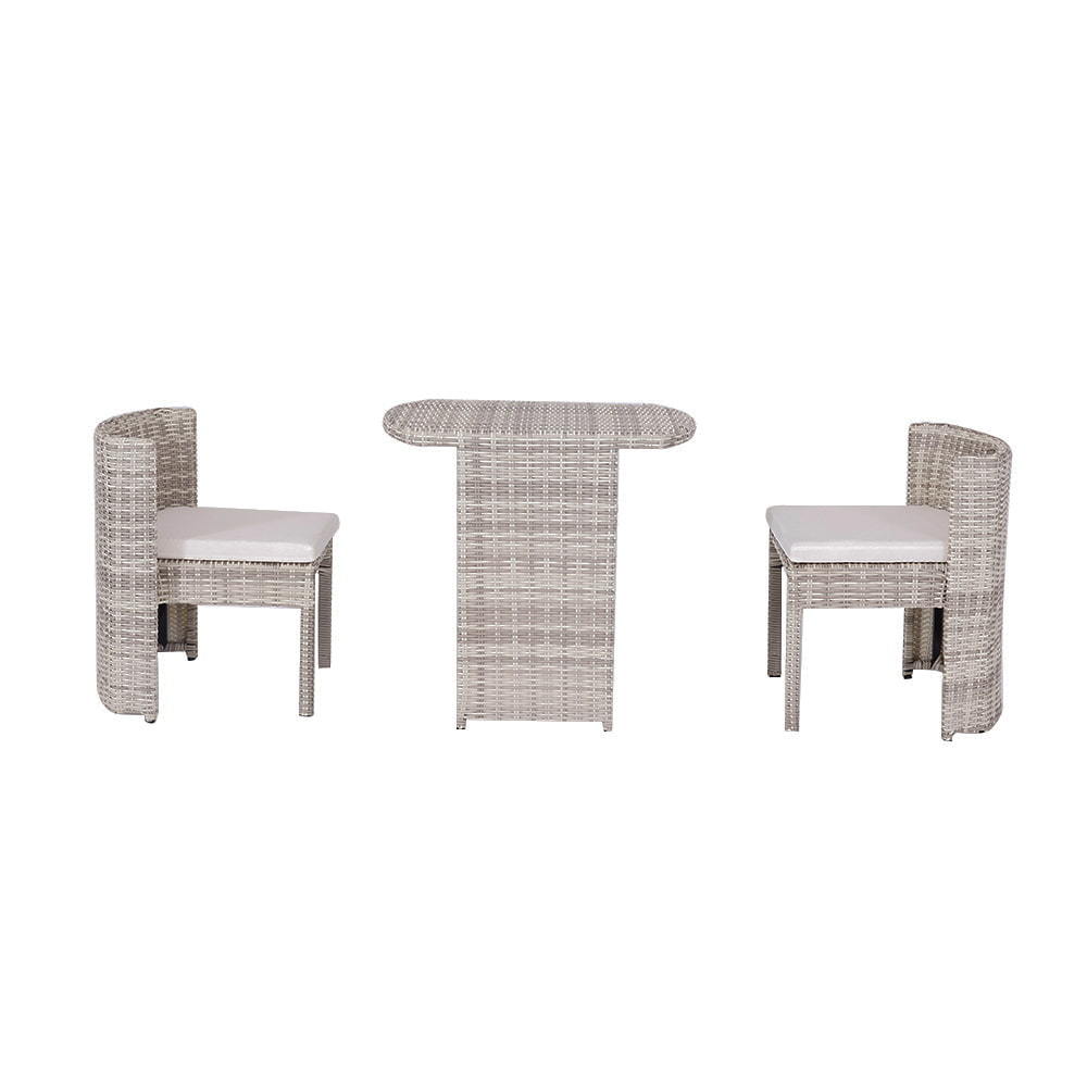 WYHS-T217 Three Piece Rattan Woven Chair,Light Grey Small Family Conversation Set.