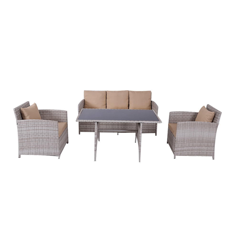 WYHS-T245 4 Pieces Outdoor Sectional, Wicker Patio Sectional Sofa Conversation Set.