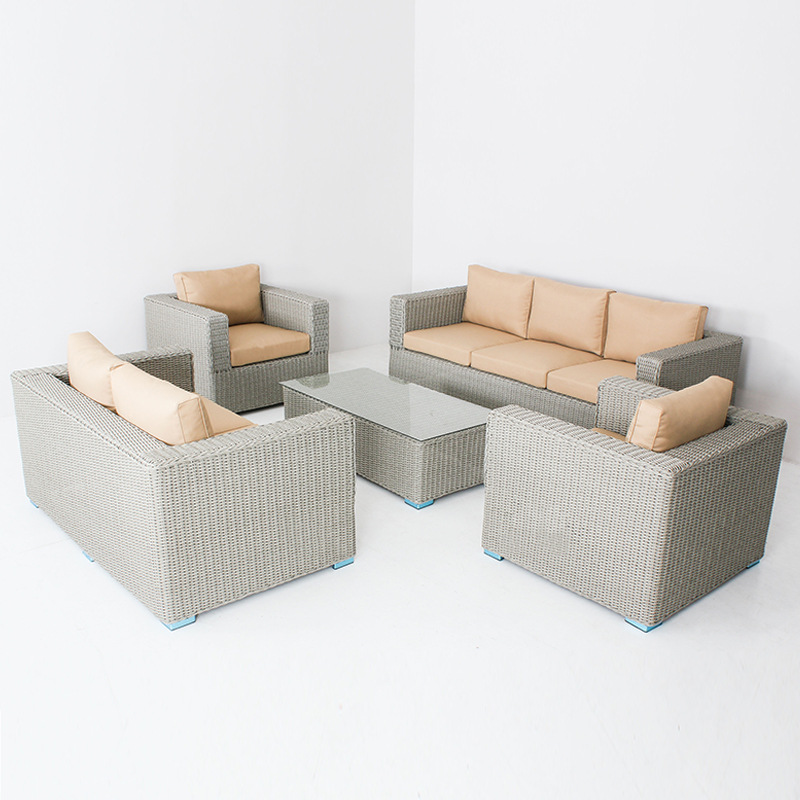 WYHS-T013 Garden 5 Pieces Outdoor Furniture Patio Sets PE Rattan Sofa with Coffee Table&Washable Couch Cushions