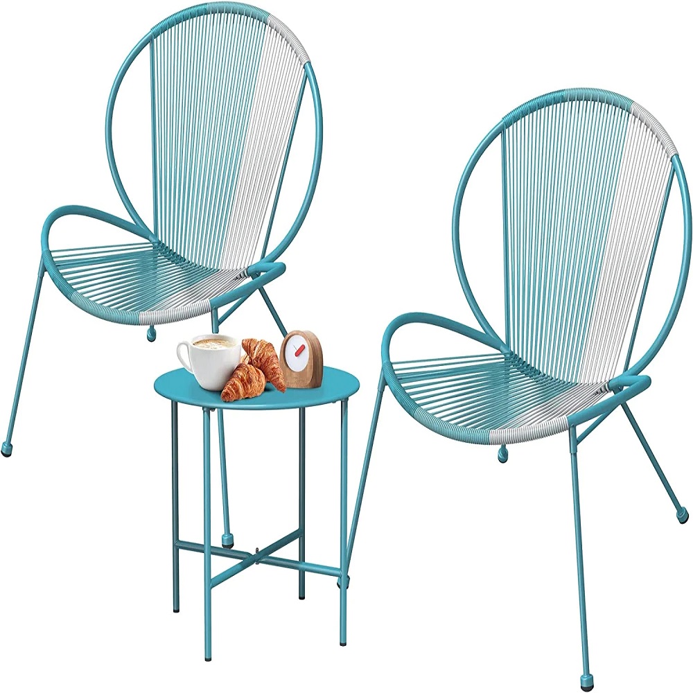  Patio 3 Pieces Outdoor Acapulco Chair Set, Patio Conversation Low Seat Bistro Sets